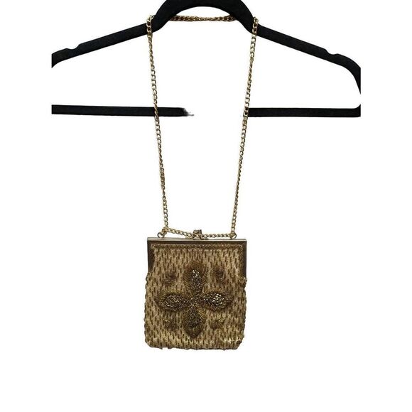 Handmade 1960 Hong Kong Gold Beaded and Gold Chain Purse - Picture 2 of 11